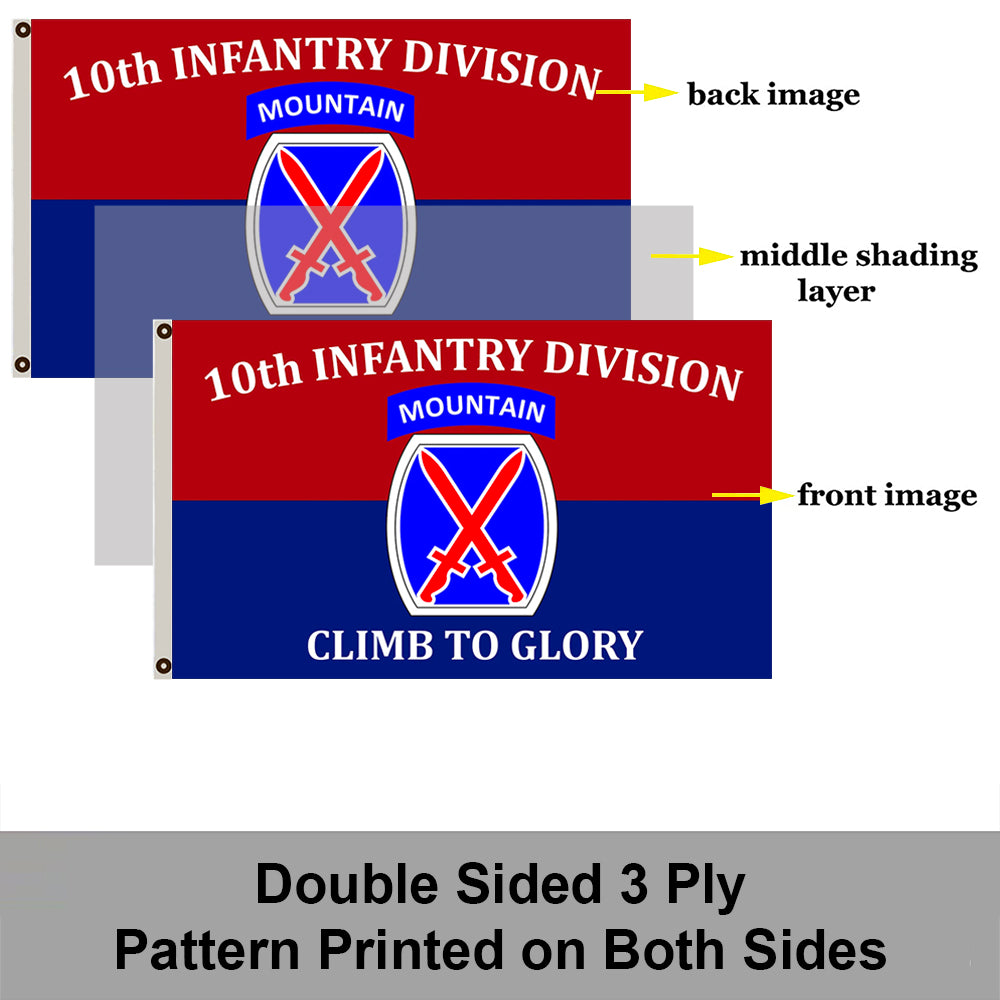 10th Mountain Infantry Division flag Climb to Glory flags 3x5ft banner man cave