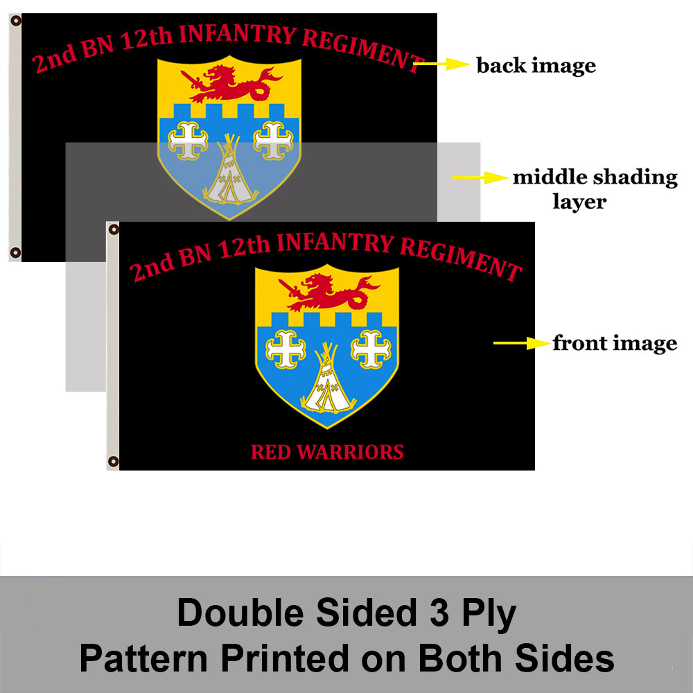 2nd BN 12th Infantry Regiment Red Warriors flag 3x5ft banner man cave