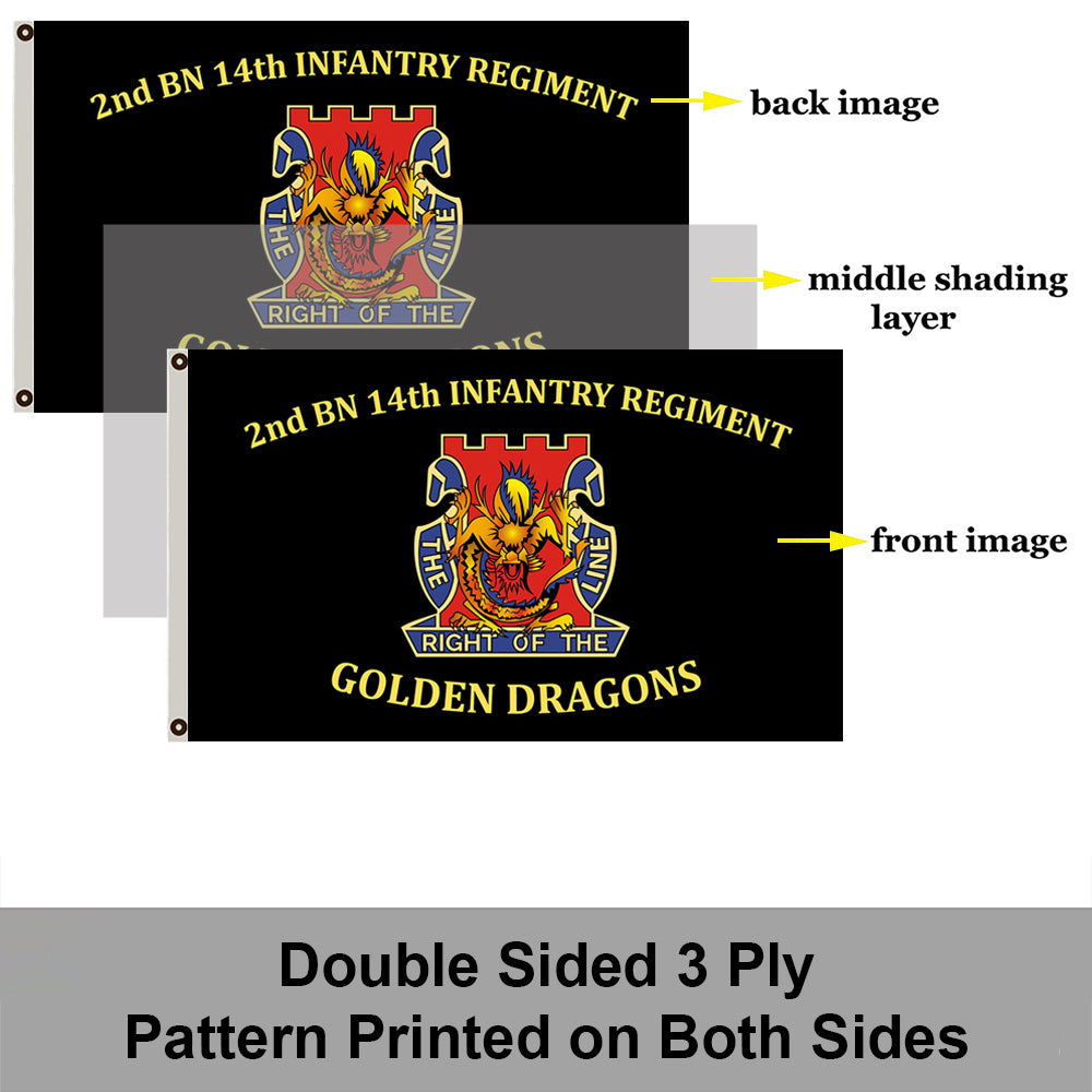 2nd BN 14th infantry Regiment flag 3x5ft banner man cave