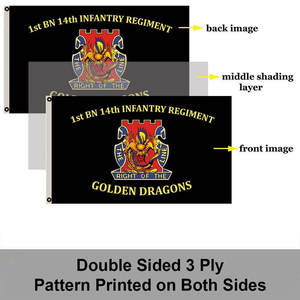 1st BN 14th infantry Regiment flag 3x5ft banner man cave