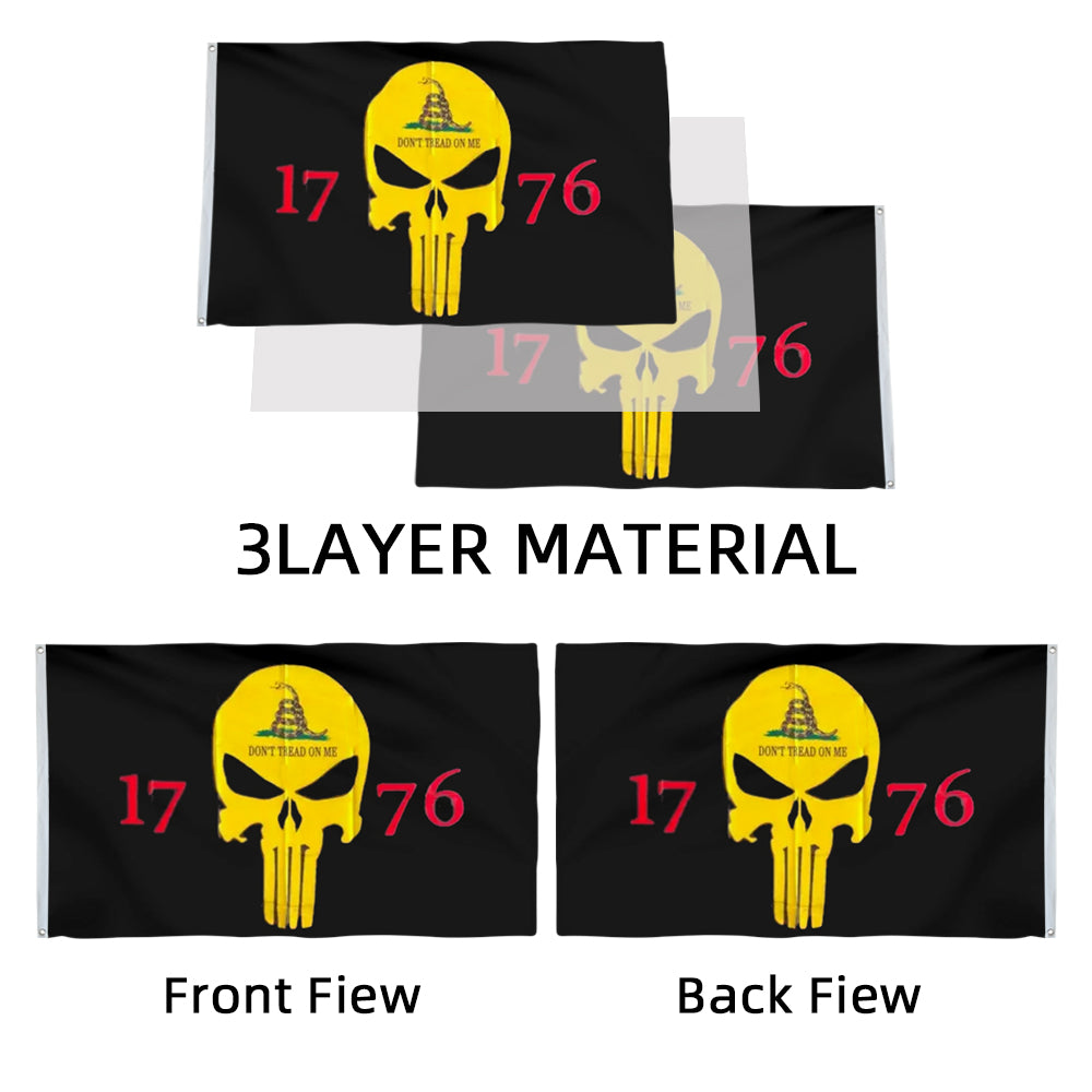 1776 Punisher Skull 1776 Black flag 3x5ft banner man cave