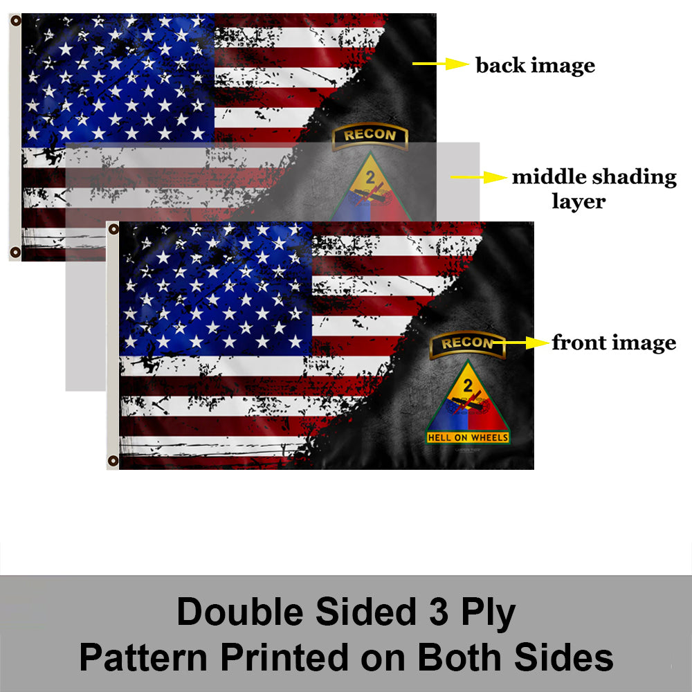 2nd Armored Division Recon Stars & Stripes Hell on Wheels Recon flag 3x5ft banner man cave