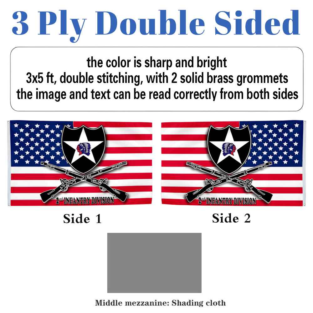 2nd Infantry Division flag 3x5ft banner man cave