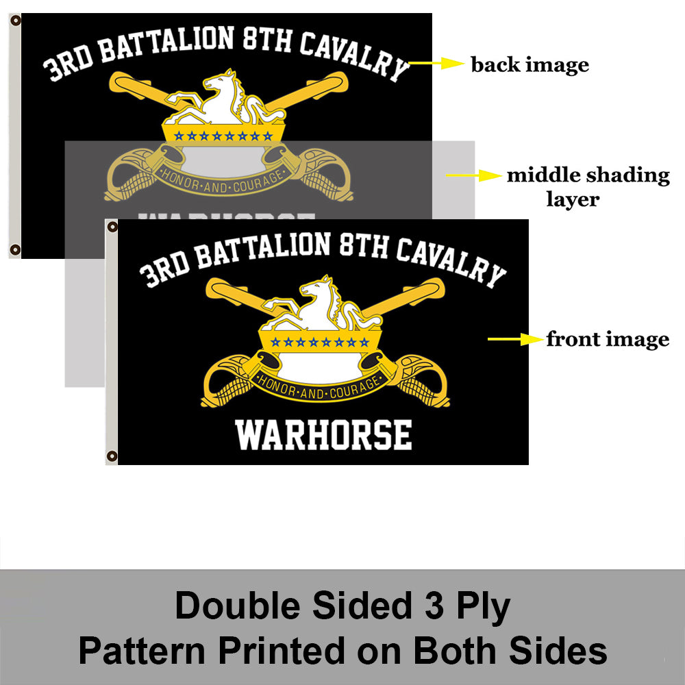 8th Cavalry flag 2nd Stallions black flags 3x5ft banner man cave