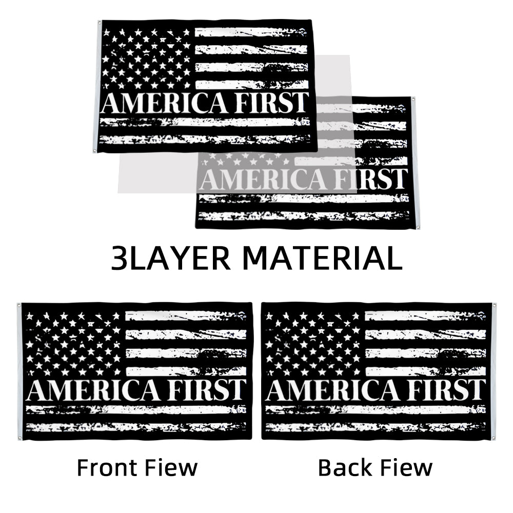 America First USA Distressed Black White flag 3x5ft banner man cave