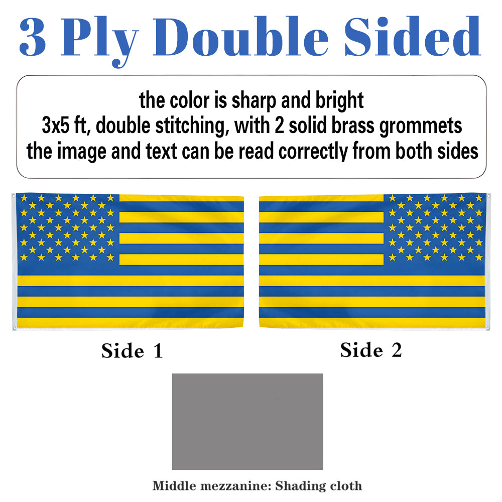 American Ukrainian flag 3x5ft banner man cave