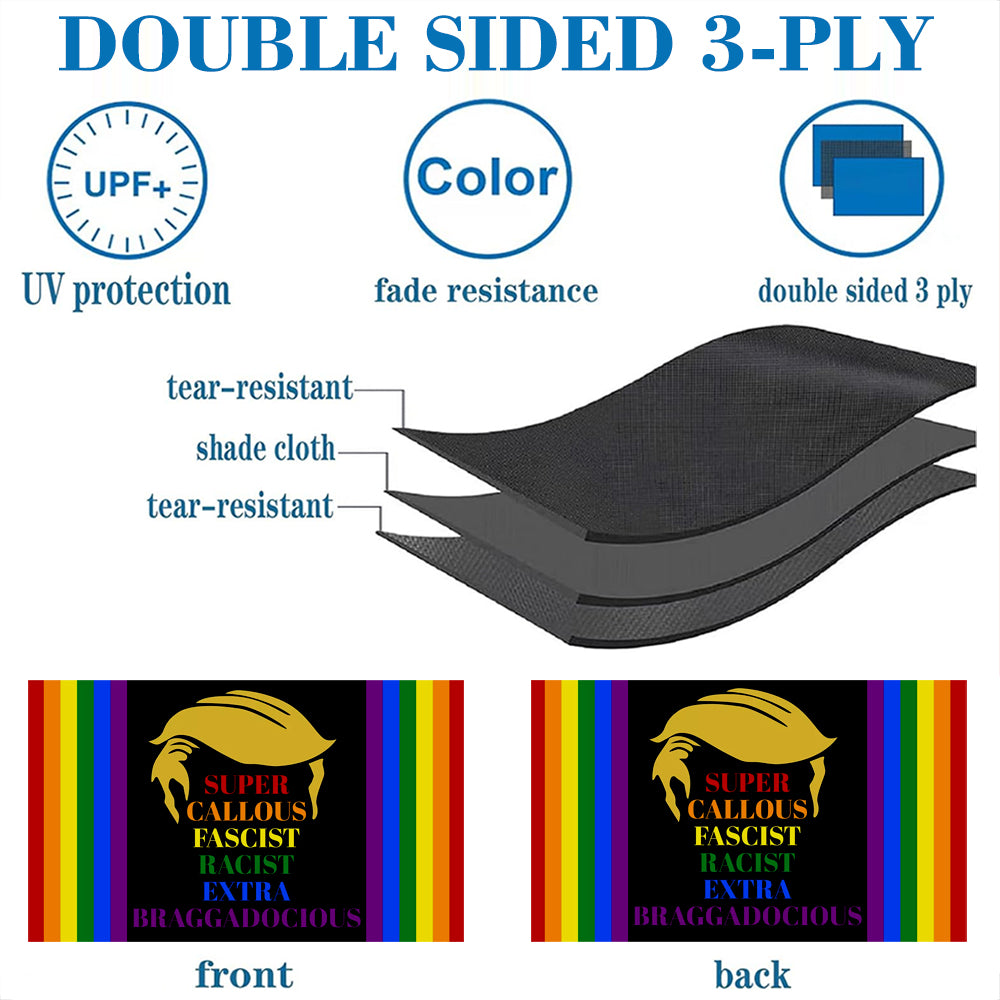 Anti Trump Super Callous Fascist Racist Extra Braggadocious Rainbow Black flag 3x5ft banner man cave