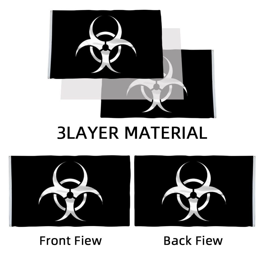 Black Biohazard flag 3x5ft banner man cave