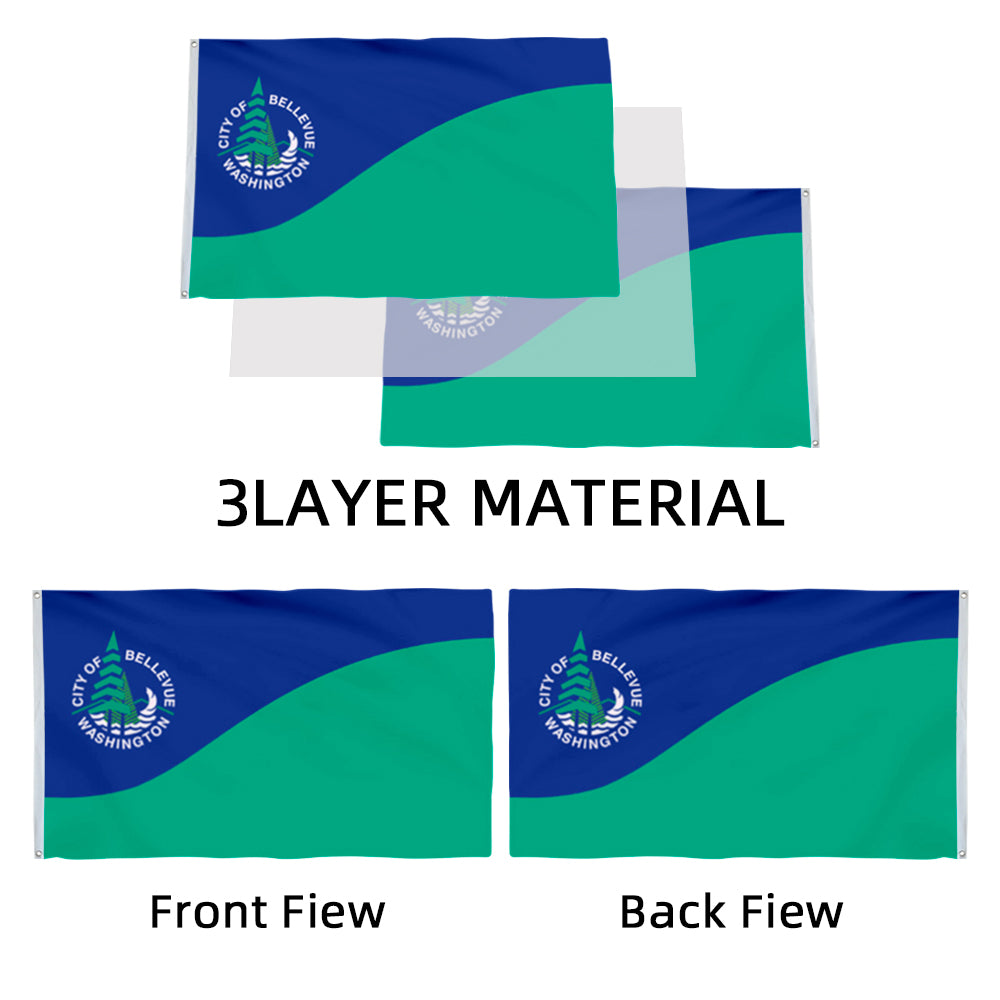 City of Bellevue flag, Washington flags 3x5ft banner man cave