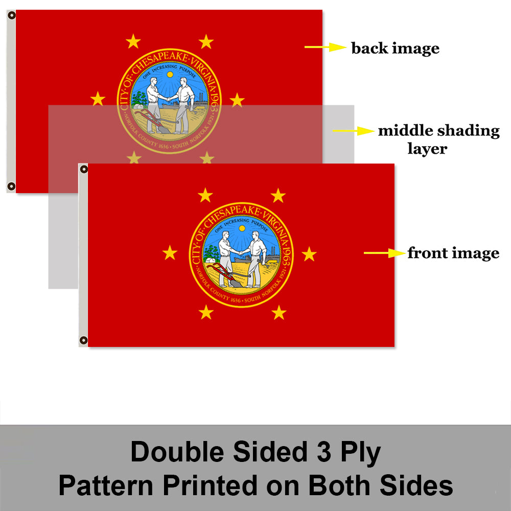 City of Chesapeake (Virginia, USA) Flag: 3x5ft Man Cave American Virginia Collaborative City Style Decor Banner