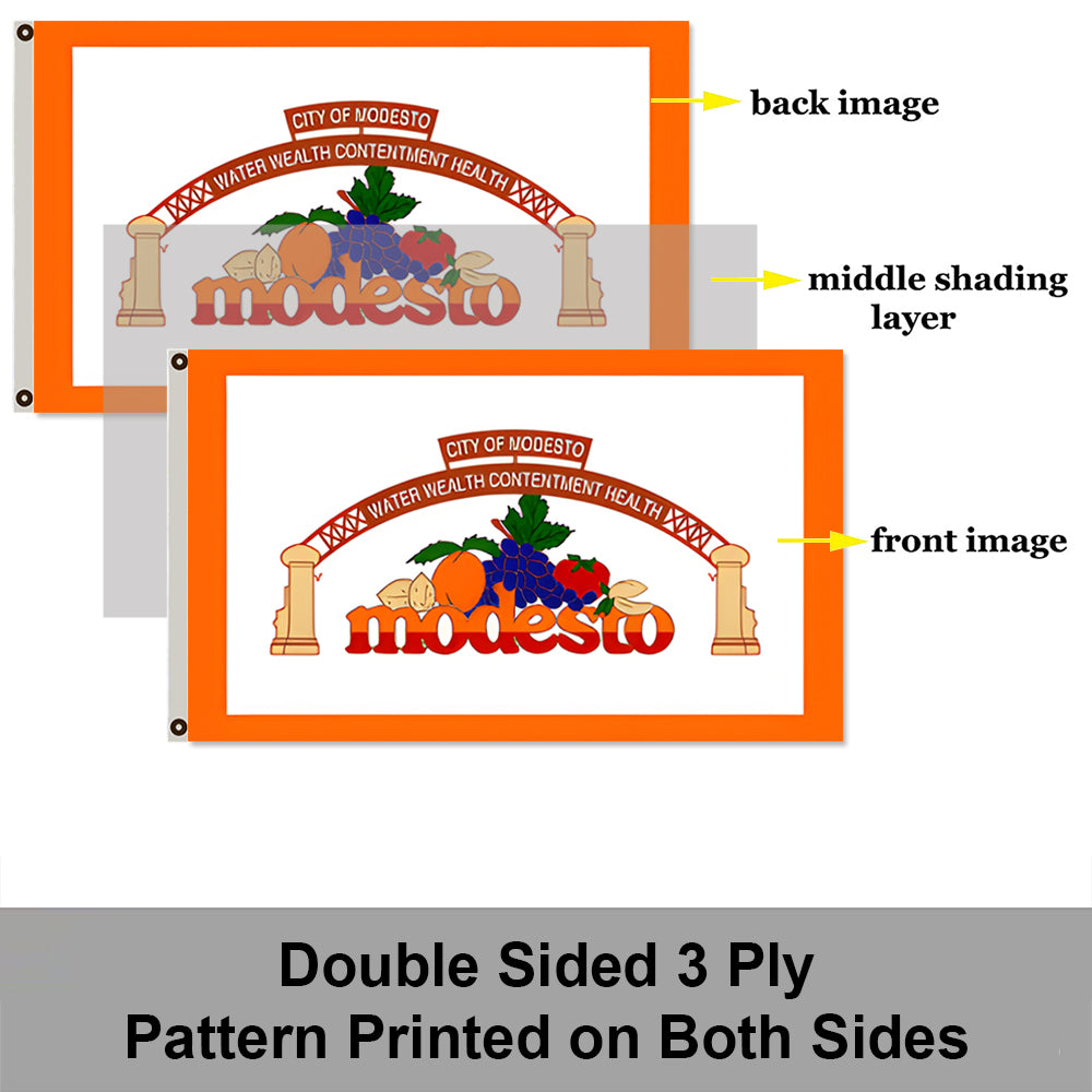 City of Modesto (California, USA) Flag: 3x5ft Man Cave American California Agricultural Vitality Style Decor Banner