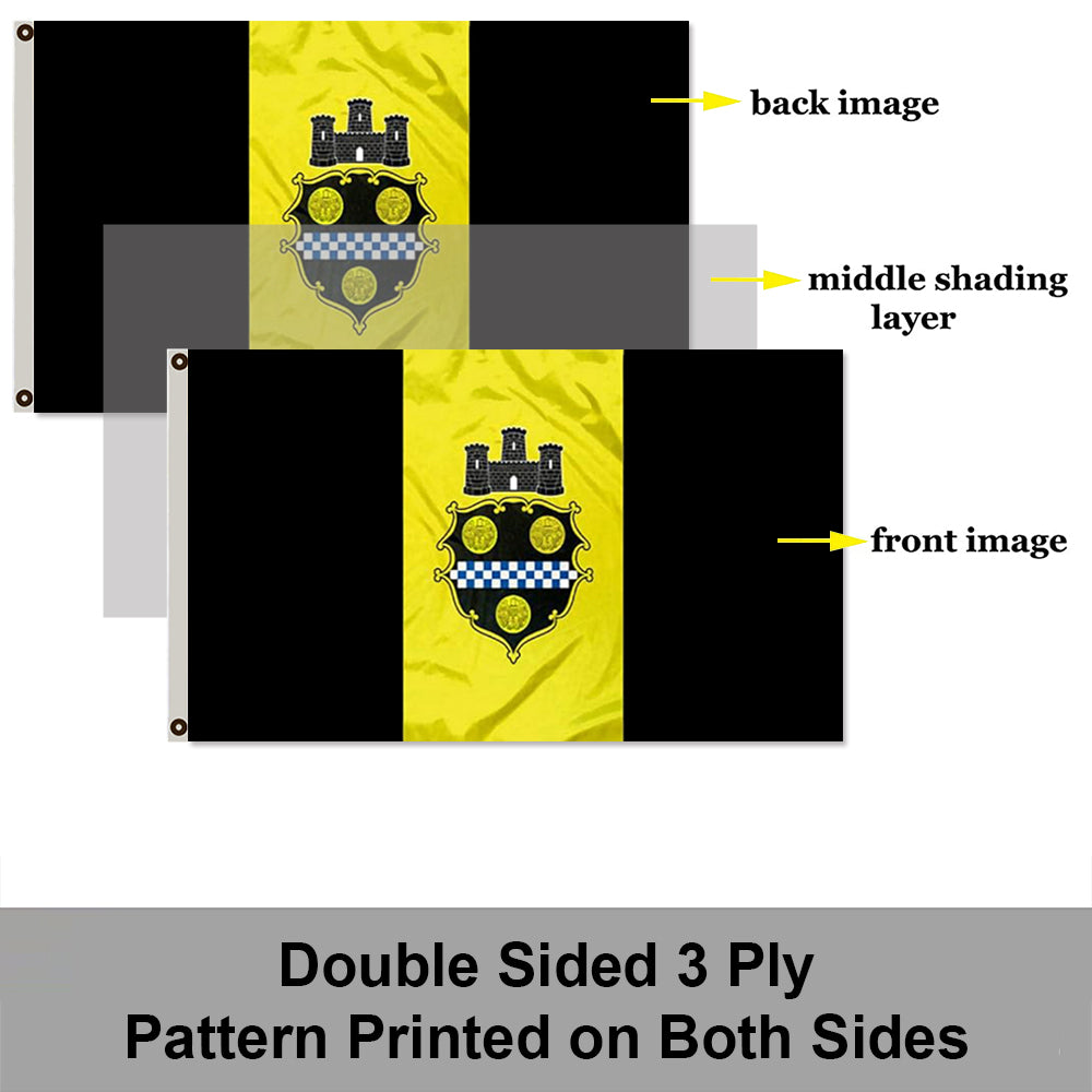 City of Pittsburgh (Pennsylvania, USA) Flag: 3x5ft Man Cave American Pennsylvania Historical Heraldic Style Decor Banner