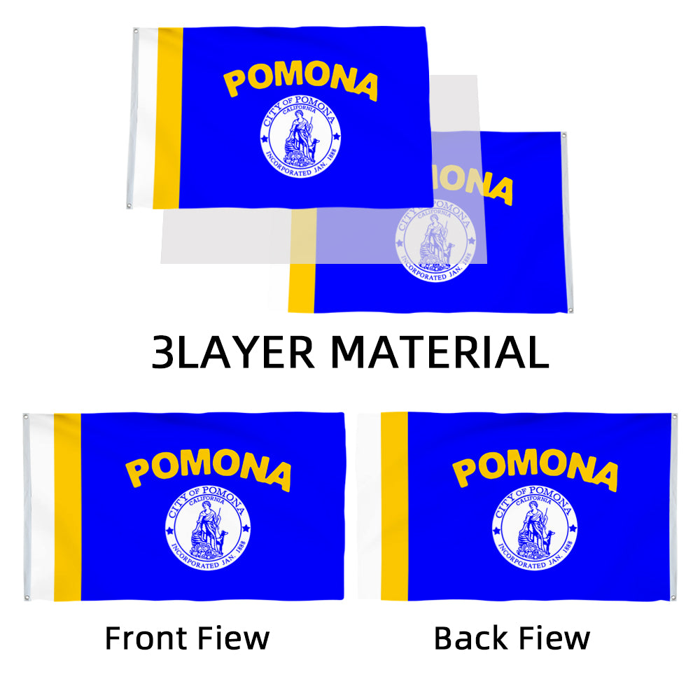 City of Pomona (California, USA) Flag: 3x5ft Man Cave American California Urban Commemorative Style Decor Banner