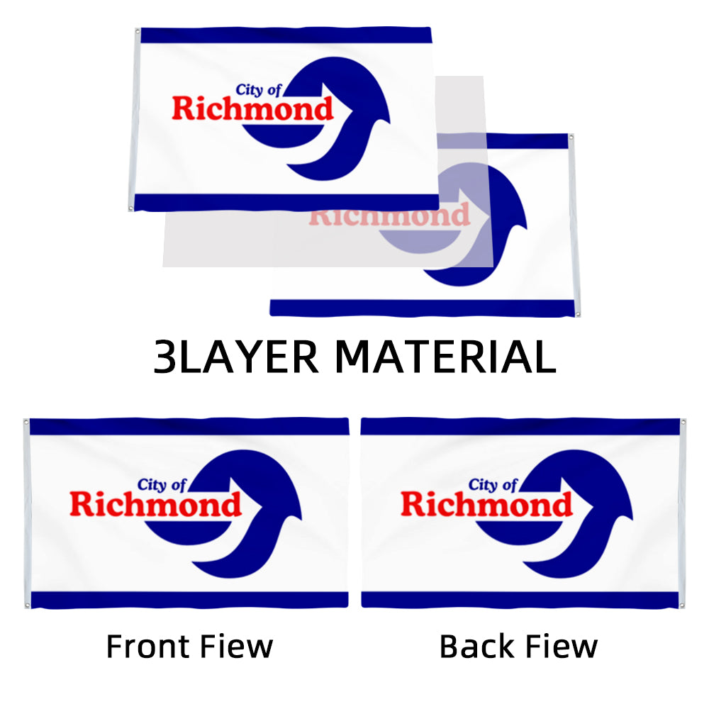 City of Richmond (California, USA) Flag: 3x5ft Man Cave American California Modern Streamline Style Decor Banner