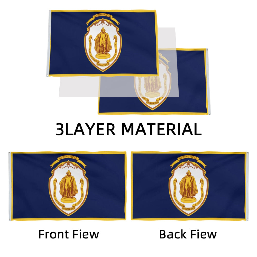 City of Springfield flag, Massachusetts flags 3x5ft banner man cave