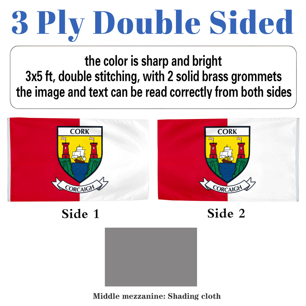 Cork County Coat of Arms Ireland flag 3x5ft banner man cave