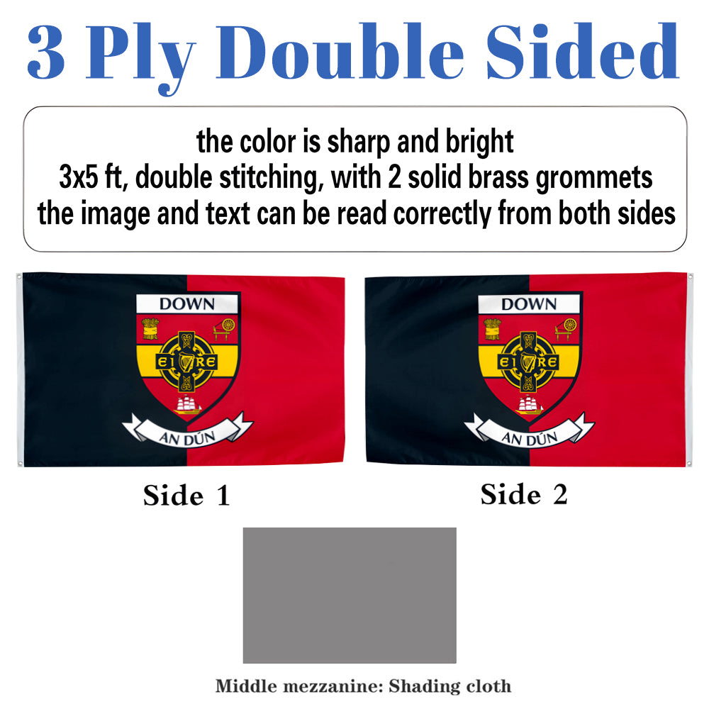 Down County Coat of Arms Ireland flag 3x5ft banner man cave