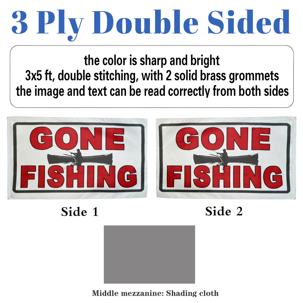 Gone Fishing flag 3x5ft banner man cave