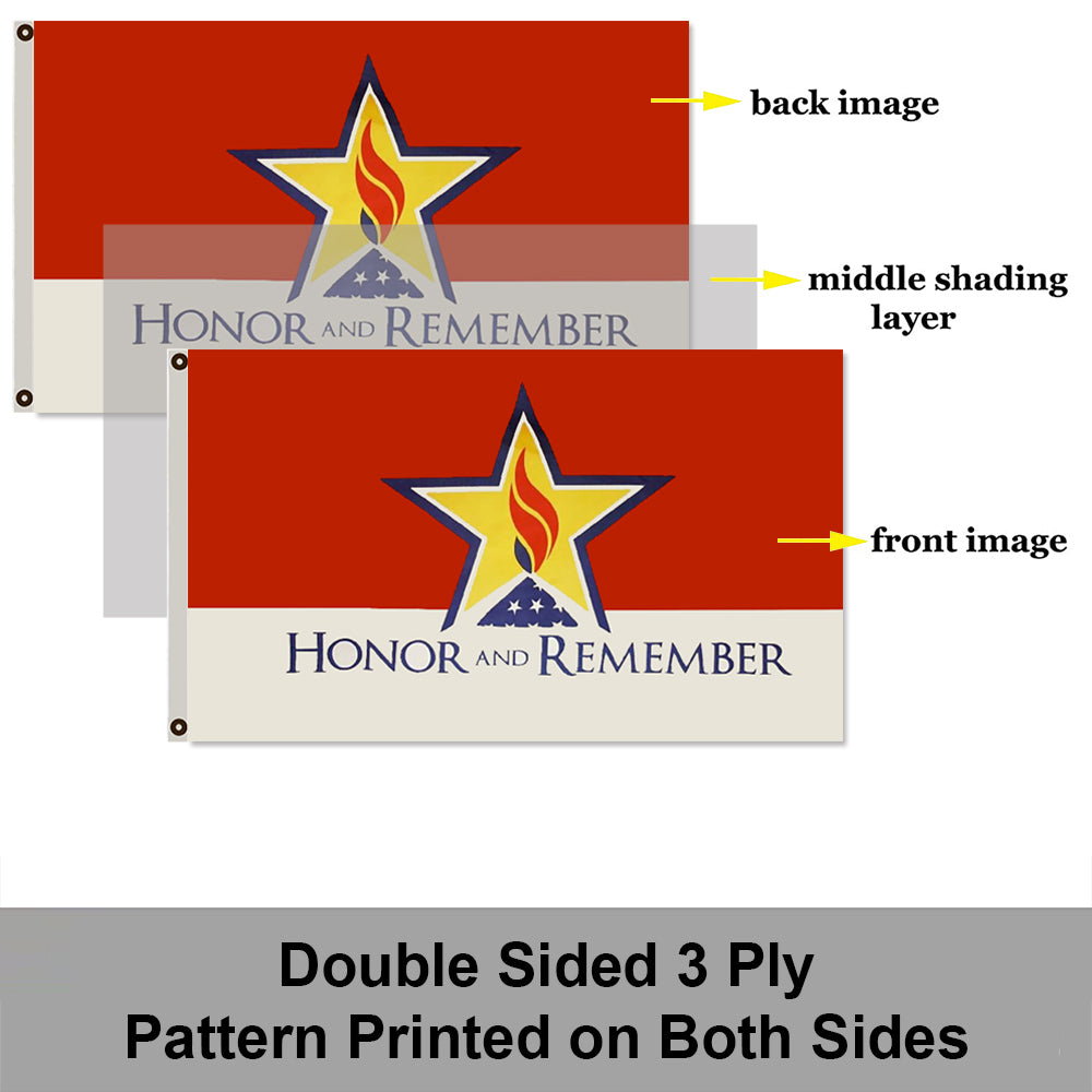Honor and Remember Flag: 3x5ft Man Cave Tribute & Remembrance Style Decor Banner