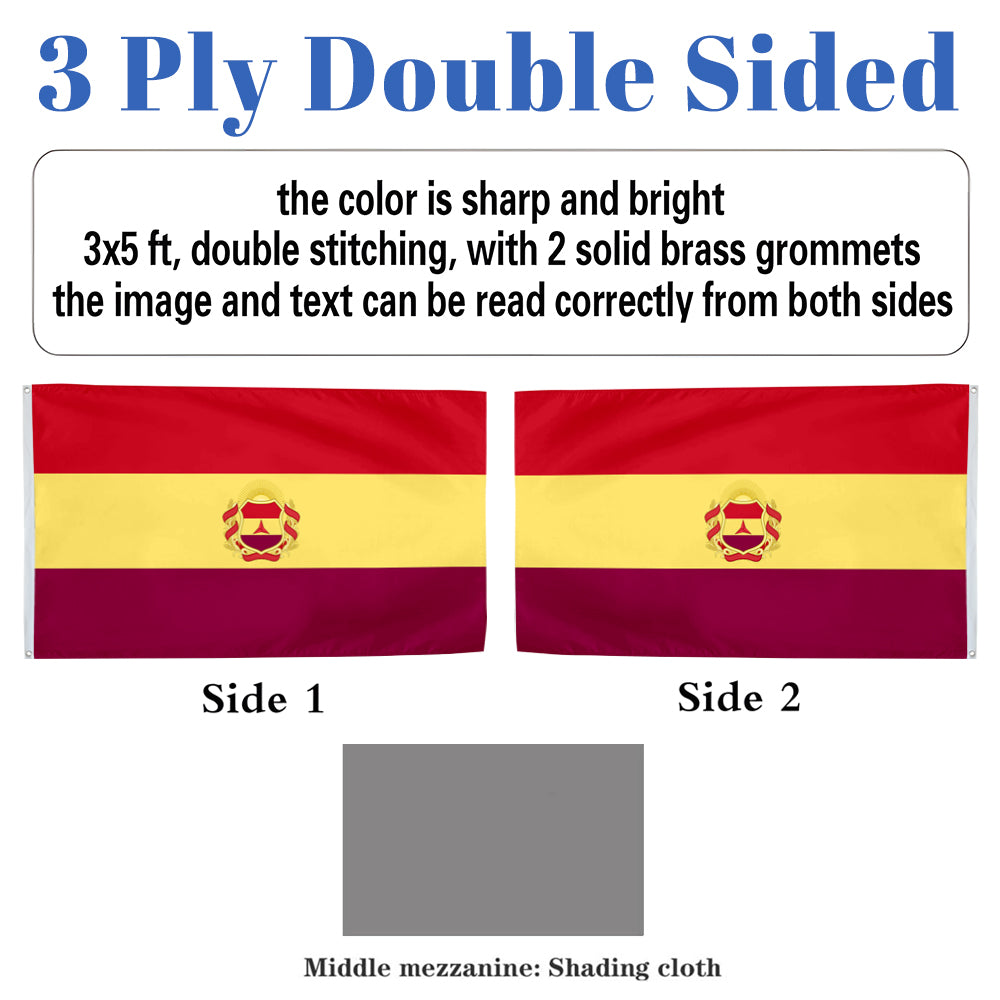 International Brigades Spanish Republic flag 3x5ft banner man cave