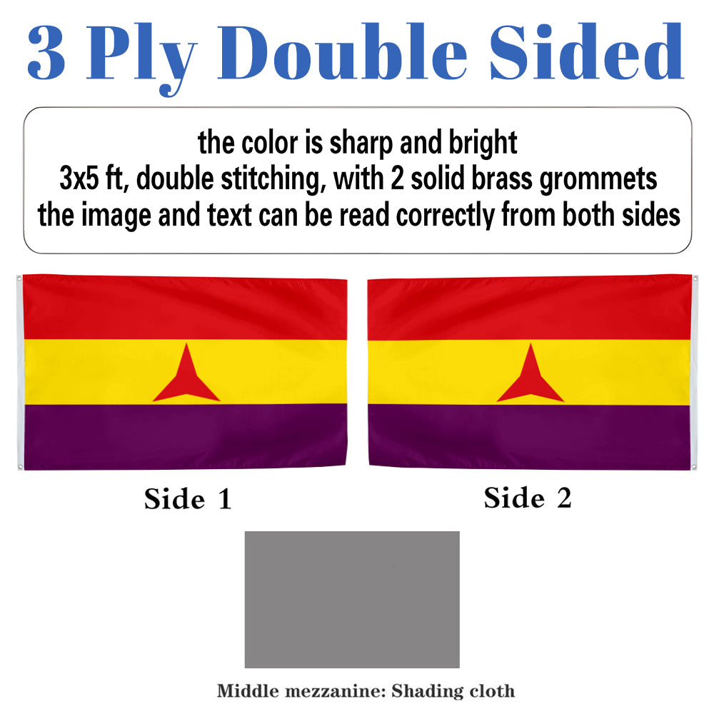 International Brigades Spanish Republic flag 3x5ft banner man cave 2