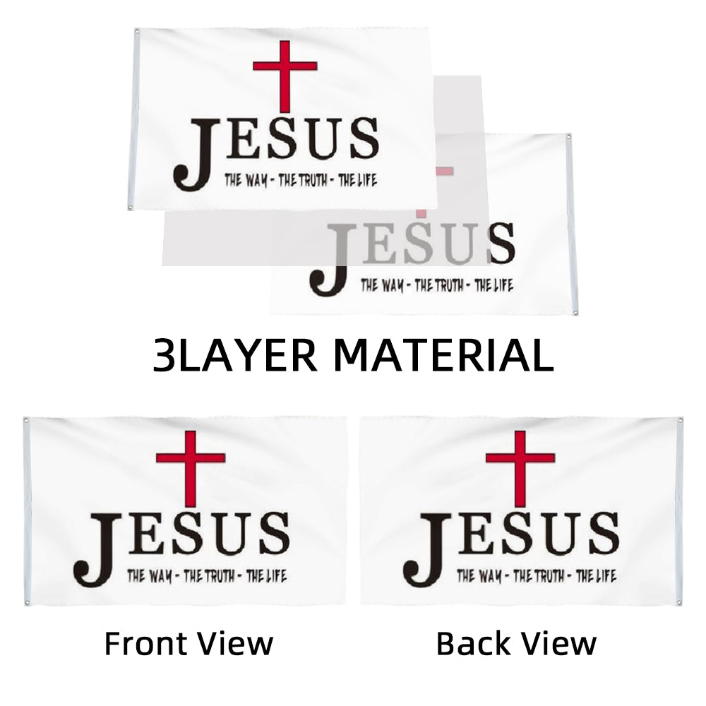 "Jesus The Way The Truth The Life" Christian Cross flag 3x5ft banner man cave