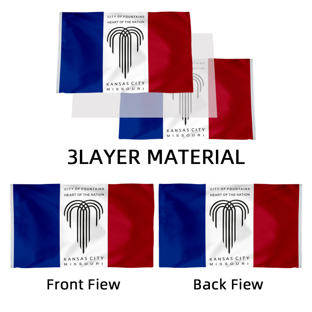 Kansas City (Missouri, USA) Flag: 3x5ft Man Cave American Midwestern City Modern Style Decor
