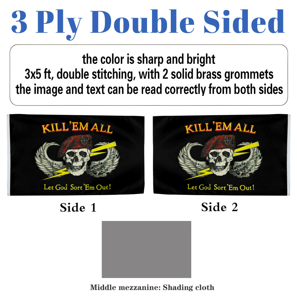 Kill Em All Let God Sort Em Out Military flag 3x5ft banner man cave