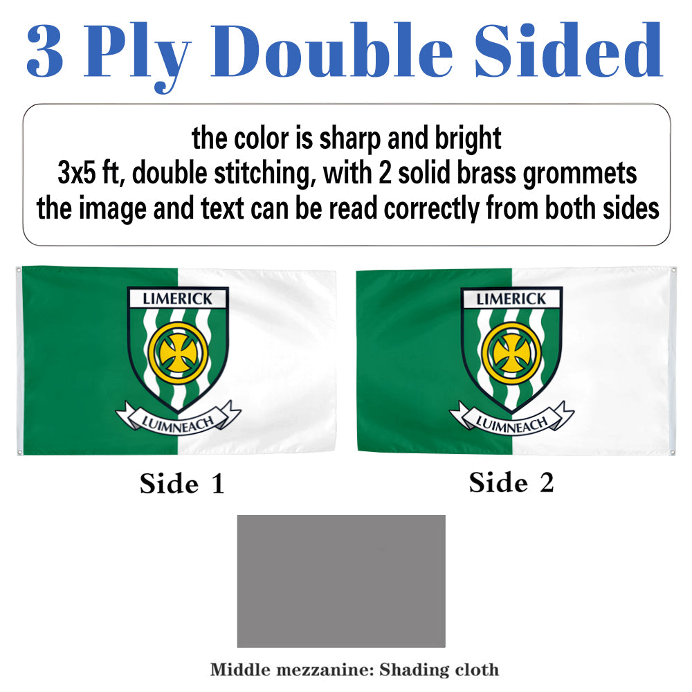 Limerick County Coat of Arms Ireland flag 3x5ft banner man cave