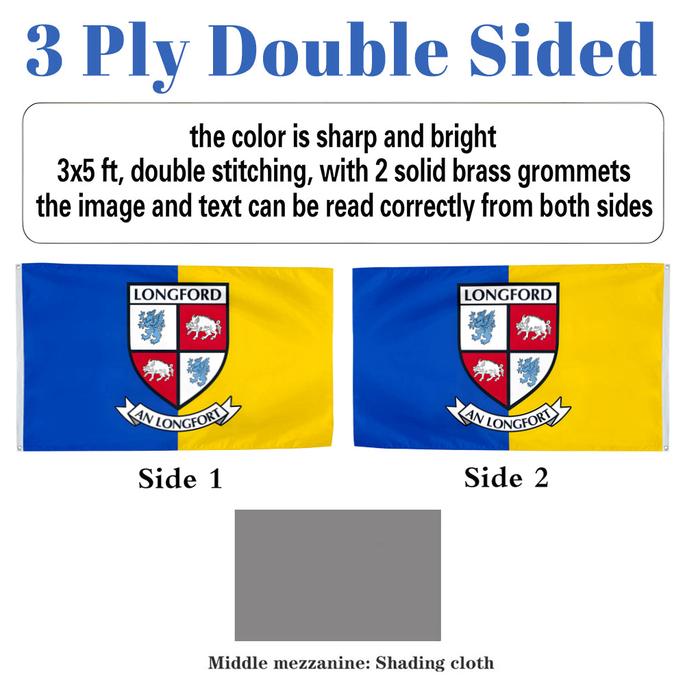 Longford County Coat of Arms Ireland flag 3x5ft banner man cave