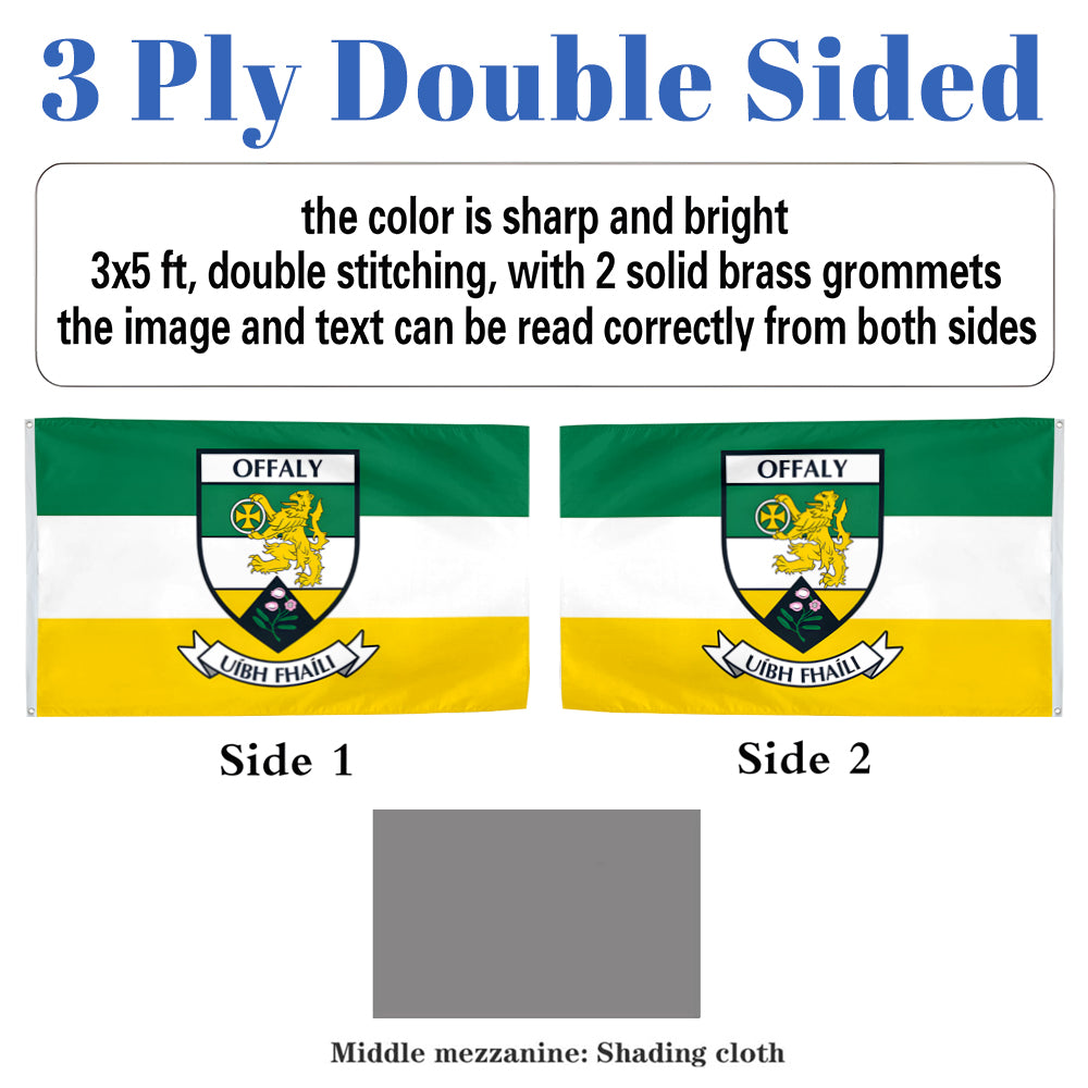 Offaly County Coat of Arms Ireland flag 3x5ft banner man cave