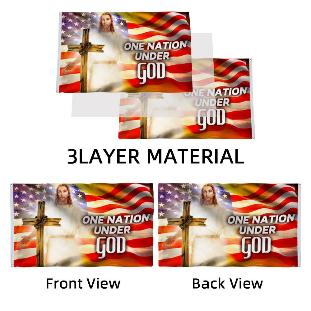 "One Nation Under God" American Cross Hope Faith Christian Jesus flag 3x5ft banner man cave