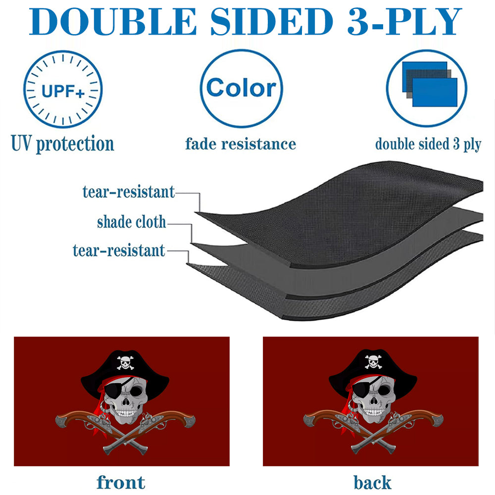 Red-Background Pirate Skull flag with Crossed Pistols 3x5ft banner man cave