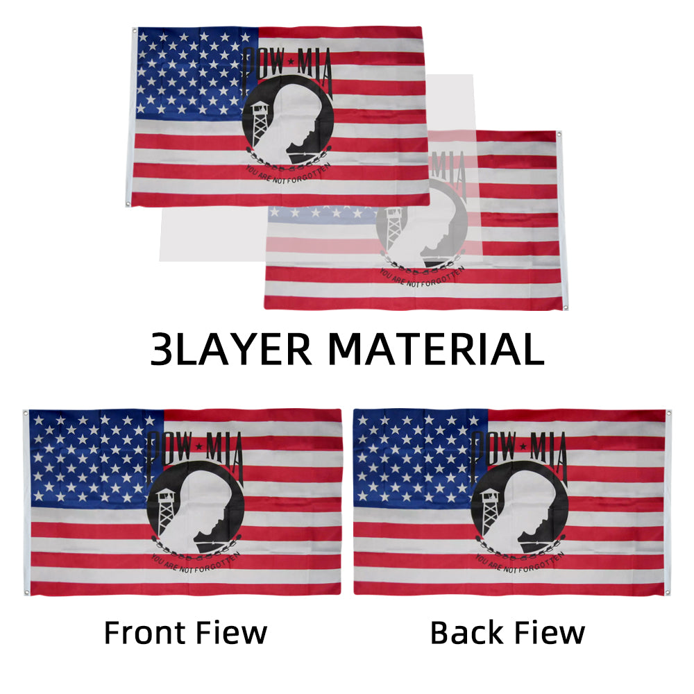 POW-MIA Emblem on US flag 3x5ft banner man cave