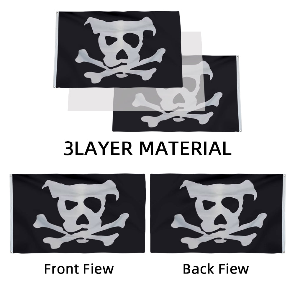 Pirate-Style Dog Skull flag 3x5ft banner man cave