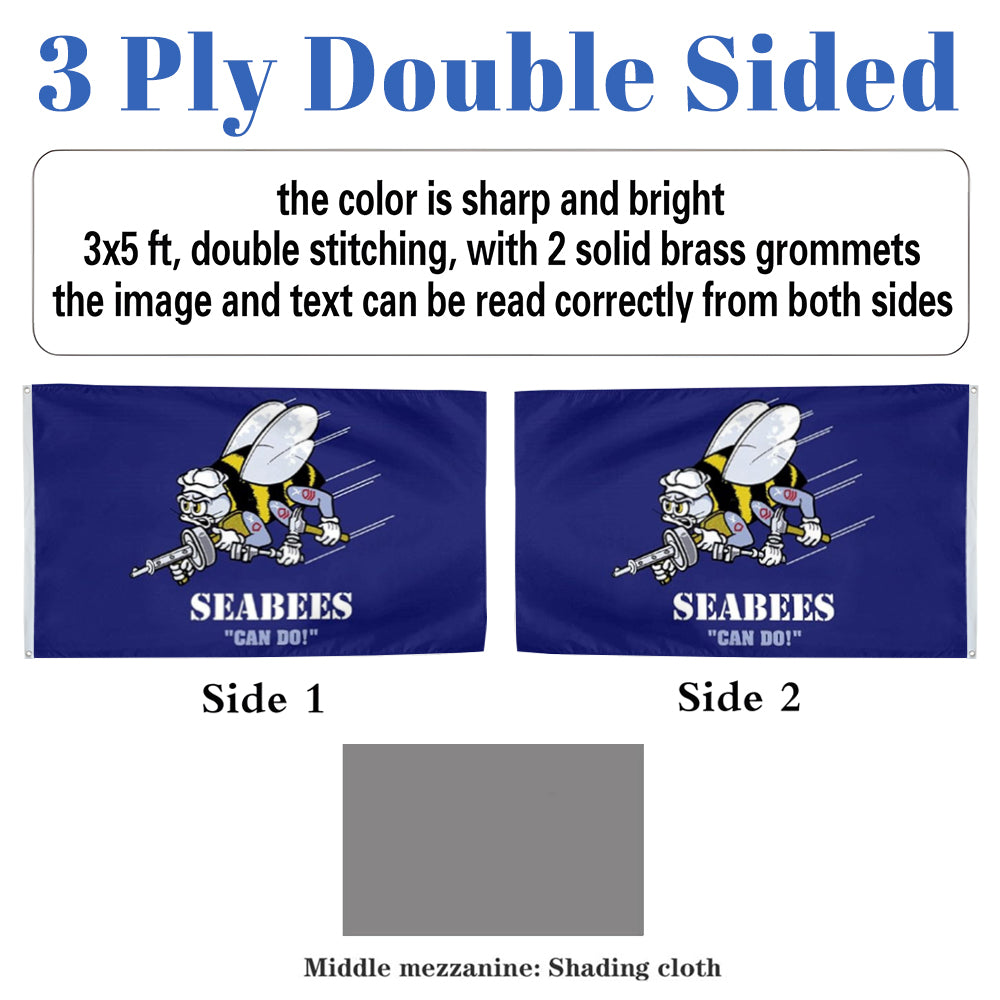 Navy Seabees flag 3x5ft banner man cave