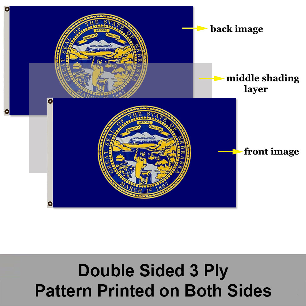 State of Nebraska Flag: 3x5ft Man Cave American Midwest State Culture-Style Banner