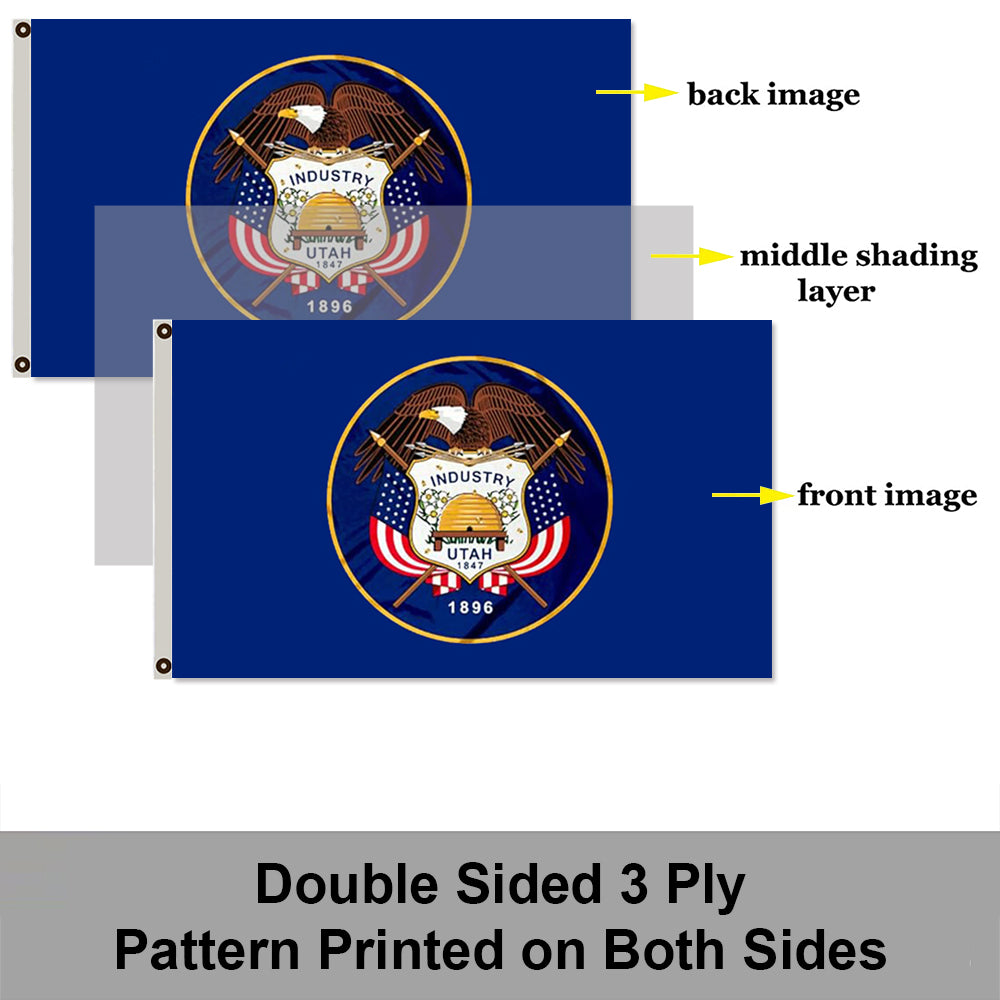 State of Utah Flag: 3x5ft Man Cave American State Culture-Style Banner