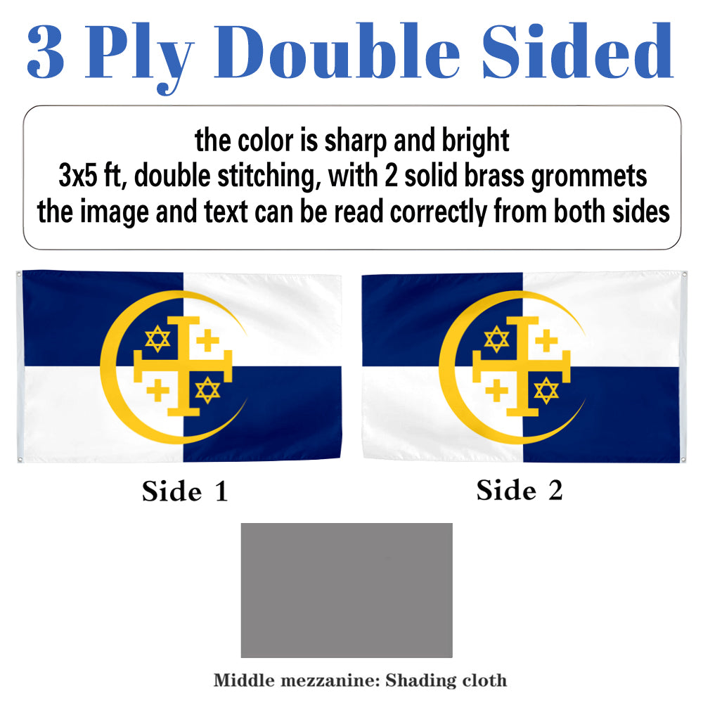 Thrice-Holy City of Jerusalem flag 3x5ft banner man cave