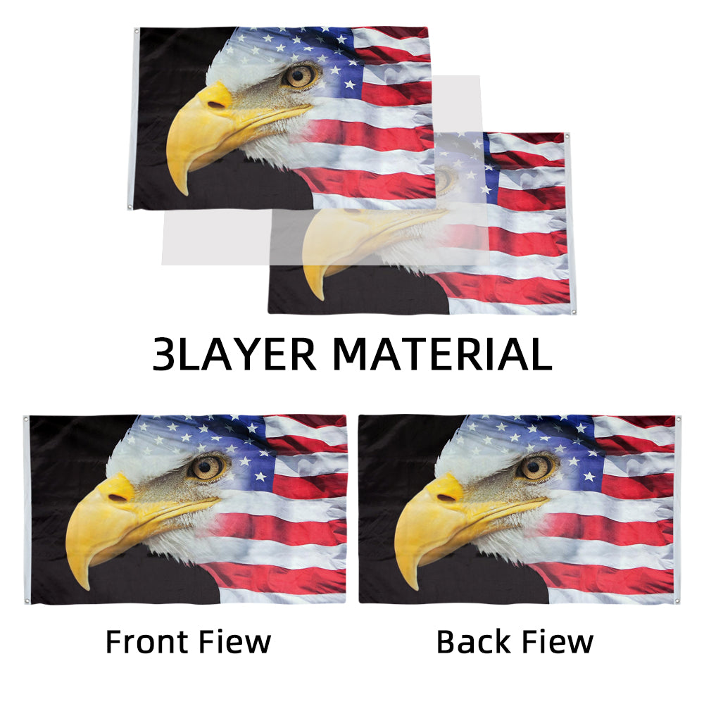 U.S. Flag with Bald Eagle Theme Flag: 3x5ft Man Cave American Culture-Style Banner