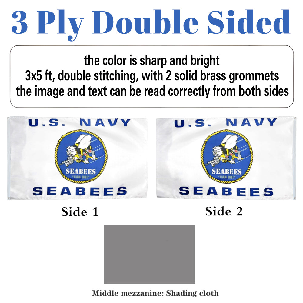 U.S. Navy Seabees flag 3x5ft banner man cave 3