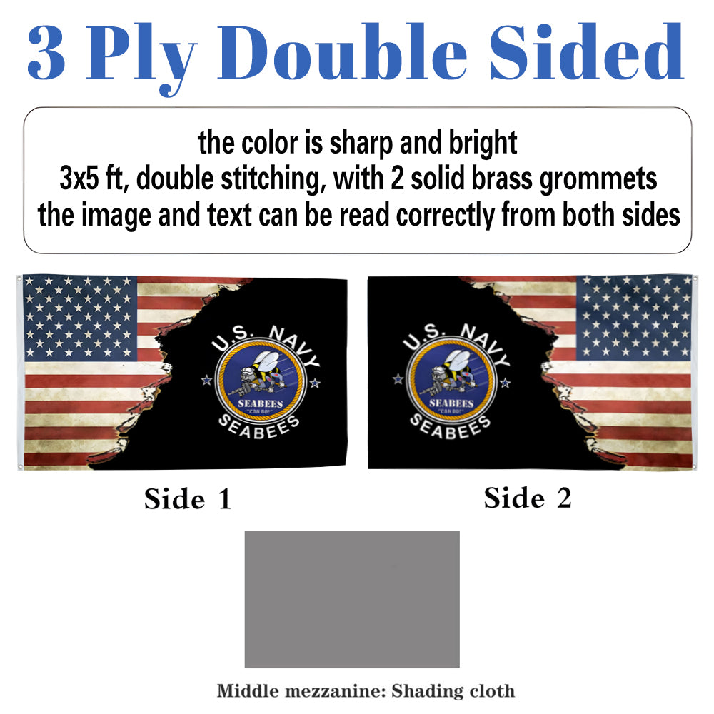 U.S. Navy Seabees flag 3x5ft banner man cave