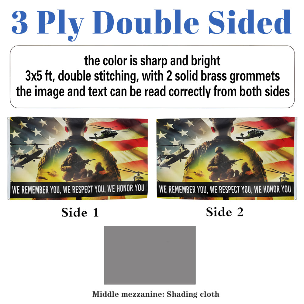We Remember You, We Respect You Military Patriotic flag 3x5ft banner man cave