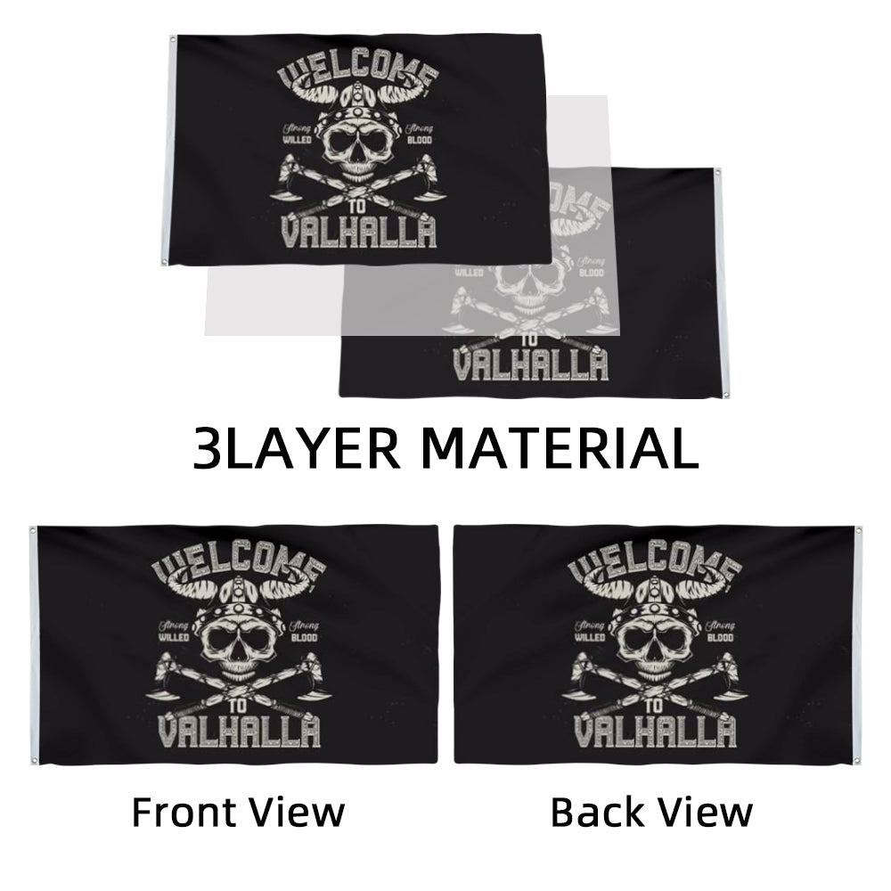 Welcome to Valhalla Viking flag 3x5ft banner man cave