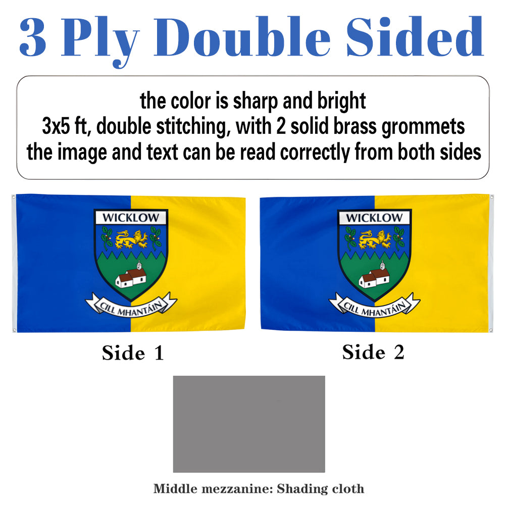 Wicklow County Coat of Arms Ireland flag 3x5ft banner man cave