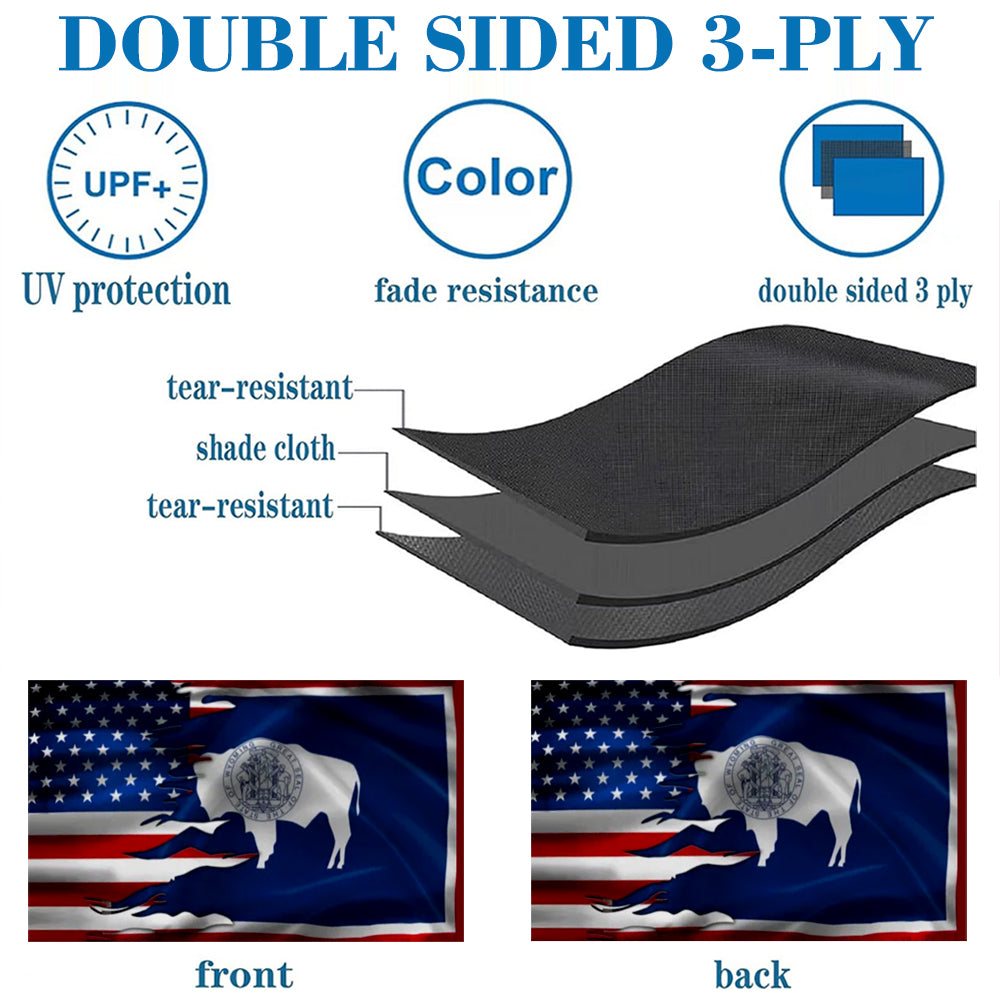 Wyoming And American flag 3x5ft banner man cave