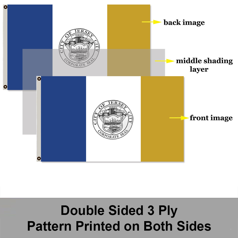 City of Jersey City (New Jersey, USA) Flag: 3x5ft Man Cave American New Jersey Harbor City Administrative Style Decor Banner