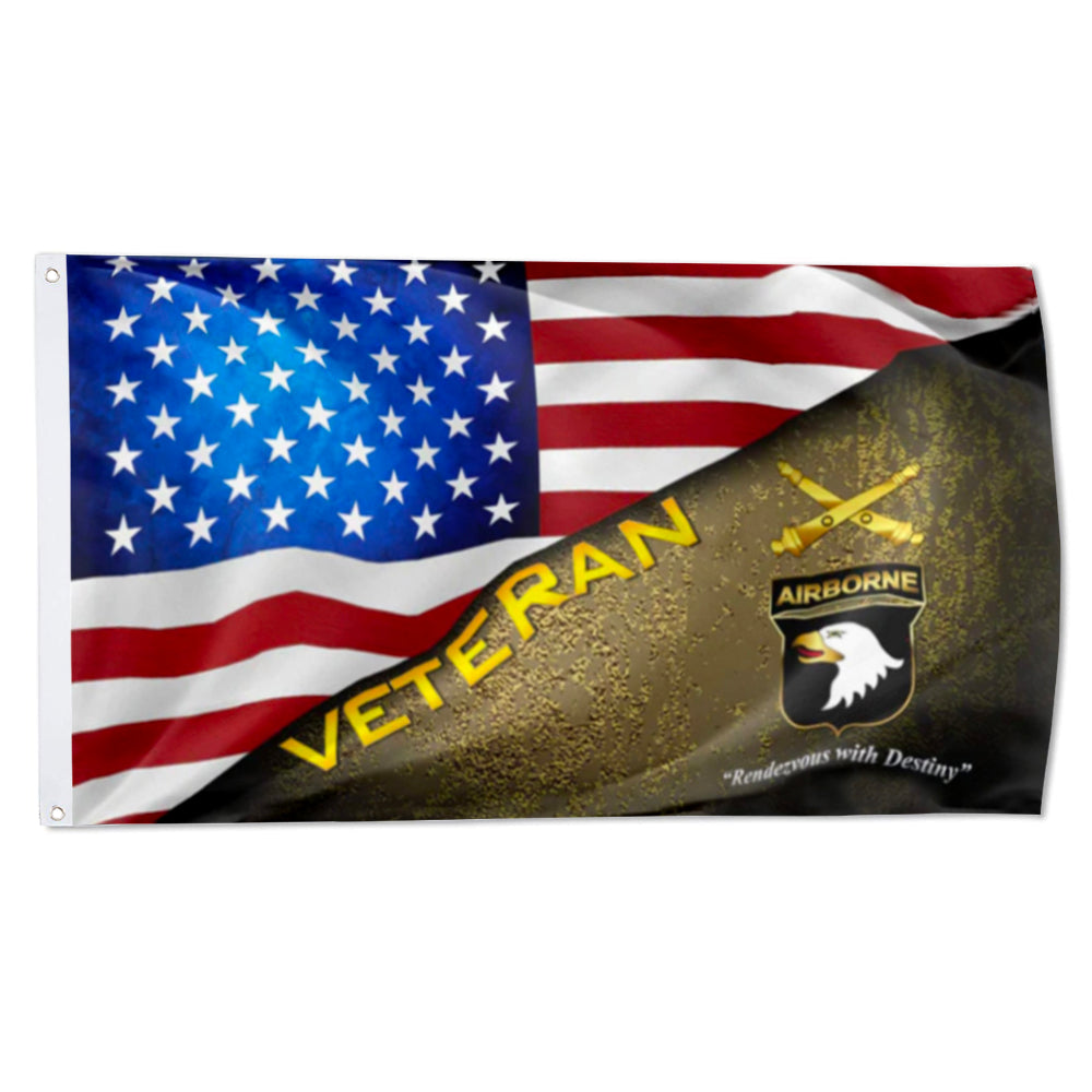 101st Airborne Field Artillery Veteran stars and stripes flag 3x5ft banner man cave
