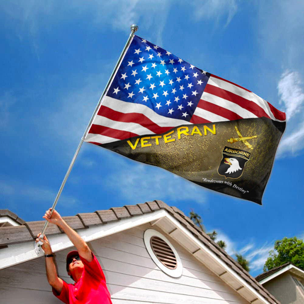 101st Airborne Field Artillery Veteran stars and stripes flag 3x5ft banner man cave