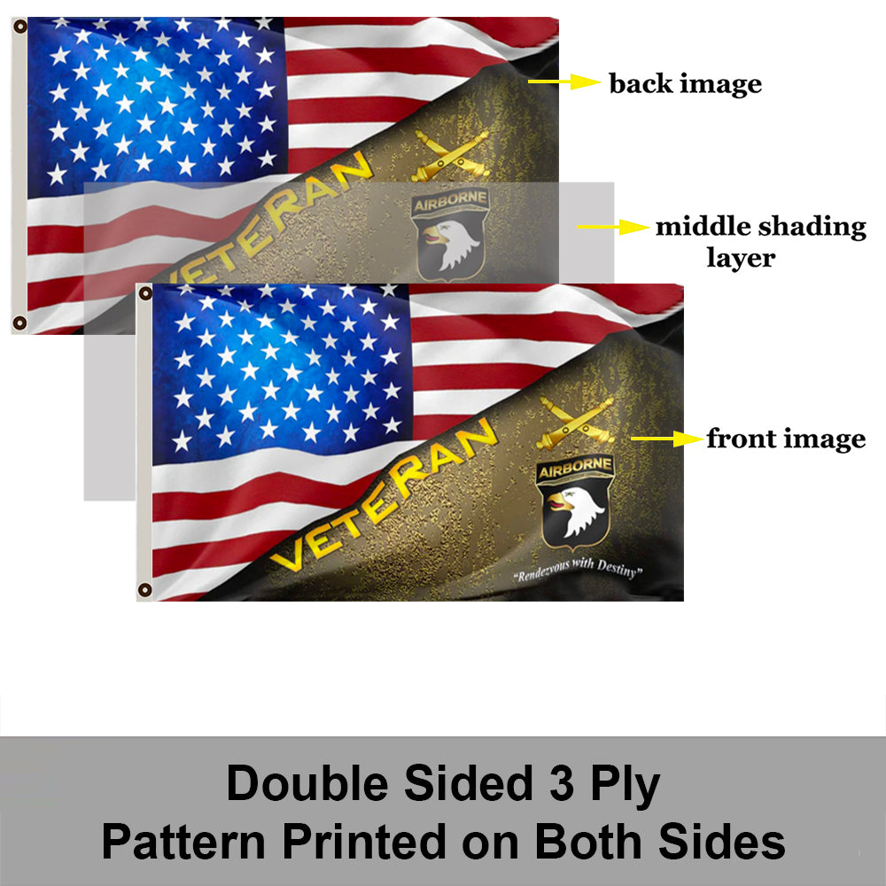 101st Airborne Field Artillery Veteran stars and stripes flag 3x5ft banner man cave